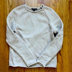 J Crew Tan Rolled edge Cotton Sweater Size Small